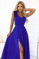643-8 Elegancka wieczorowa suknia maxi z rozcięciem i różami - chabrowa-4 8376 