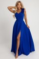643-8 Elegancka wieczorowa suknia maxi z rozcięciem i różami - chabrowa-6 8376 
