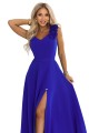 643-8 Elegancka wieczorowa suknia maxi z rozcięciem i różami - chabrowa-11 8376 