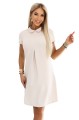 688-1 LIORA Elegancka trapezowa sukienka mini z kołnierzykiem - jasny beż-7 8410 
