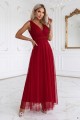 687-2 Elegancka sukienka maxi z kopertowym dekoltem i odkrytymi plecami - jasne bordo-4 8411 