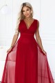 687-2 Elegancka sukienka maxi z kopertowym dekoltem i odkrytymi plecami - jasne bordo-8 8411 