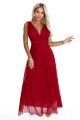 687-2 Elegancka sukienka maxi z kopertowym dekoltem i odkrytymi plecami - jasne bordo-11 8411 