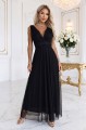 687-1 Elegancka sukienka maxi z kopertowym dekoltem i odkrytymi plecami - czarna-5 8412 