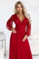 684-1 NERISSA elegancka tiulowa sukienka maxi z kopertowym dekoltem - jasne bordo-2 8444 