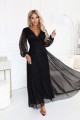 684-4 NERISSA elegancka tiulowa sukienka maxi z kopertowym dekoltem - czarna-9 8446 