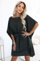 287-46 SOFIA Kobieca sukienka typu motyl z wiązaniem w pasie - ciemny khaki-3 8449 