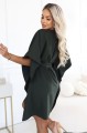 287-46 SOFIA Kobieca sukienka typu motyl z wiązaniem w pasie - ciemny khaki-4 8449 