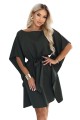 287-46 SOFIA Kobieca sukienka typu motyl z wiązaniem w pasie - ciemny khaki-10 8449 