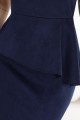 192-18 Elegancka zamszowa sukienka midi z baskinką - granatowa-6 8450 