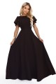 694-2 MIRELLA Elegancka rozkloszowana sukienka maxi z cekinowymi rękawami - czekoladowy brąz-10 8458 