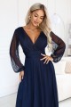 684-3 NERISSA elegancka tiulowa sukienka maxi z kopertowym dekoltem - granatowa-2 8459 