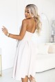 692-2 NAYA elegancka gorsetowa sukienka midi bez ramiączek z kokardą - jasny beż-3 8467 