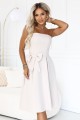 692-2 NAYA elegancka gorsetowa sukienka midi bez ramiączek z kokardą - jasny beż-6 8467 