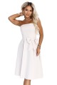 692-2 NAYA elegancka gorsetowa sukienka midi bez ramiączek z kokardą - jasny beż-12 8467 