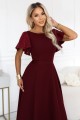 694-3 MIRELLA Elegancka rozkloszowana sukienka maxi z cekinowymi rękawami - bordowa-2 8468 