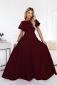 694-3 MIRELLA Elegancka rozkloszowana sukienka maxi z cekinowymi rękawami - bordowa-4 8468 
