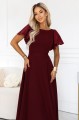 694-3 MIRELLA Elegancka rozkloszowana sukienka maxi z cekinowymi rękawami - bordowa-5 8468 
