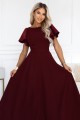 694-3 MIRELLA Elegancka rozkloszowana sukienka maxi z cekinowymi rękawami - bordowa-7 8468 