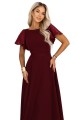 694-3 MIRELLA Elegancka rozkloszowana sukienka maxi z cekinowymi rękawami - bordowa-10 8468 
