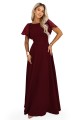 694-3 MIRELLA Elegancka rozkloszowana sukienka maxi z cekinowymi rękawami - bordowa-11 8468 
