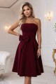 692-3 NAYA elegancka gorsetowa sukienka midi bez ramiączek z kokardą - bordowa-4 8469 