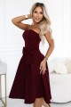 692-3 NAYA elegancka gorsetowa sukienka midi bez ramiączek z kokardą - bordowa-8 8469 