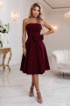 692-3 NAYA elegancka gorsetowa sukienka midi bez ramiączek z kokardą - bordowa-9 8469 