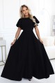 694-1 MIRELLA Elegancka rozkloszowana sukienka maxi z cekinowymi rękawkami - czarna-3 8475 