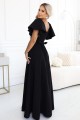 694-1 MIRELLA Elegancka rozkloszowana sukienka maxi z cekinowymi rękawkami - czarna-4 8475 