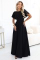 694-1 MIRELLA Elegancka rozkloszowana sukienka maxi z cekinowymi rękawkami - czarna-5 8475 
