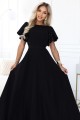 694-1 MIRELLA Elegancka rozkloszowana sukienka maxi z cekinowymi rękawkami - czarna-6 8475 