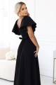 694-1 MIRELLA Elegancka rozkloszowana sukienka maxi z cekinowymi rękawkami - czarna-7 8475 