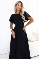694-1 MIRELLA Elegancka rozkloszowana sukienka maxi z cekinowymi rękawkami - czarna-8 8475 