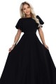 694-1 MIRELLA Elegancka rozkloszowana sukienka maxi z cekinowymi rękawkami - czarna-11 8475 