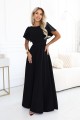 694-1 MIRELLA Elegancka rozkloszowana sukienka maxi z cekinowymi rękawkami - czarna-13 8475 