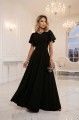 694-1 MIRELLA Elegancka rozkloszowana sukienka maxi z cekinowymi rękawkami - czarna-14 8475 