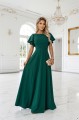 694-5 MIRELLA Rozkloszowana sukienka maxi z krótkim rękawkiem - butelkowa zieleń-10 8476 