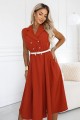 596-8 Elegancka szmizjerka midi ze złotymi guzikami i paskiem - ceglasta-3 8509 