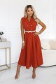 596-8 Elegancka szmizjerka midi ze złotymi guzikami i paskiem - ceglasta-6 8509 