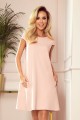 983314-1 CELINE Trapezowa sukienka z kieszonkami - PASTELOWY RÓŻ-1