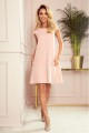 983314-1 CELINE Trapezowa sukienka z kieszonkami - PASTELOWY RÓŻ-3