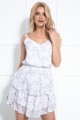 Letni komplet bluzka na ramiączkach i mini spódnica z falbanami - kwiatowy wzór
